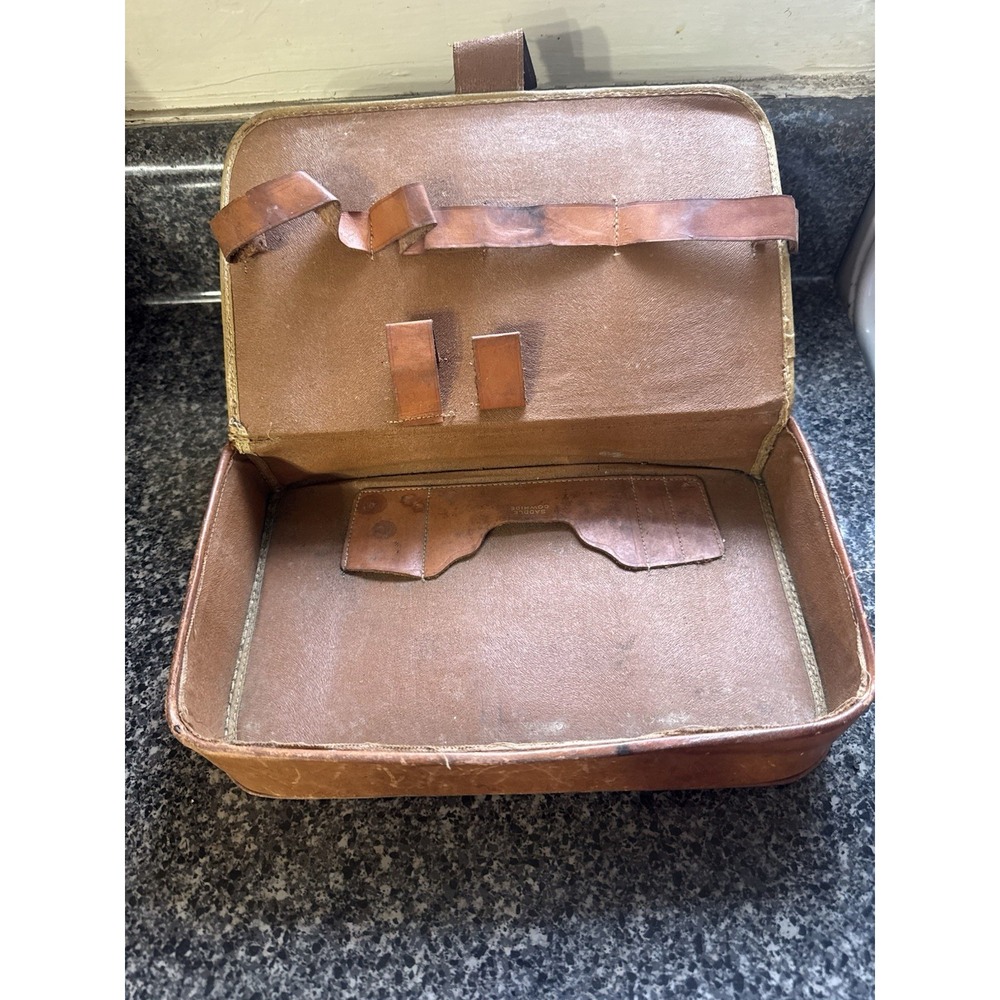 Vintage Leather Box With Button Close Sadle Cowhide Travel Box Keepsakes